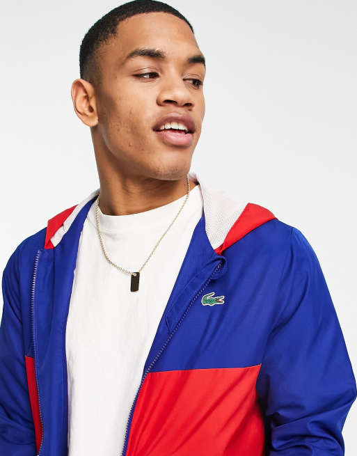 Lacoste red white blue on sale jacket