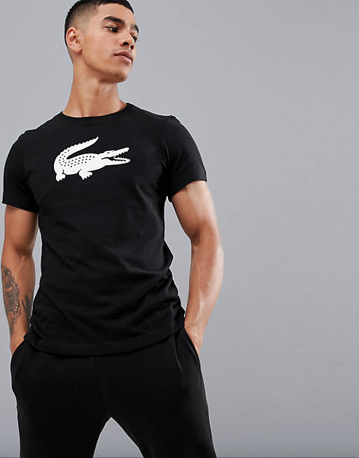 Lacoste Sport – Schwarzes T-Shirt mit großem Krokodil-Logo | ASOS