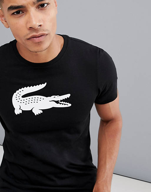 Lacoste Sport – Schwarzes T-Shirt mit großem Krokodil-Logo | ASOS