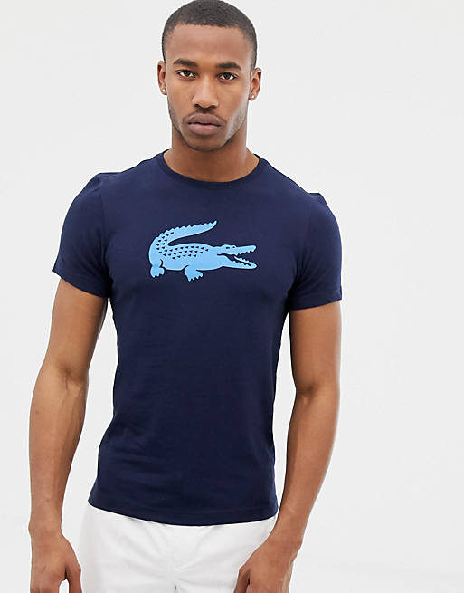 Lacoste Sport – T-Shirt mit großem Krokodil-Logo in Marine | ASOS