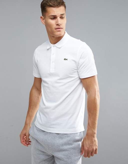 Lacoste Sport Textured Ribbed Polo Shirt in White