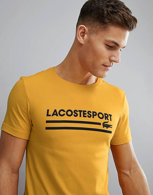 Lacoste Sport Three Lines Croc Logo T-Shirt in Yellow