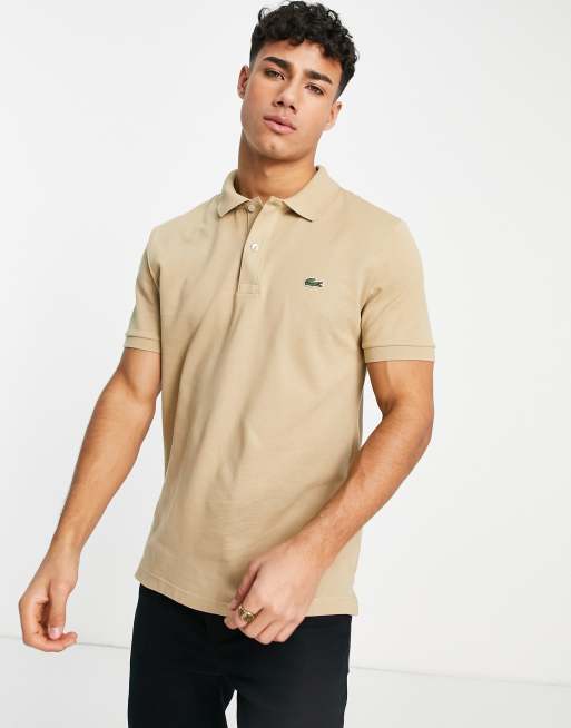 Lacoste – Stenfärgad pikétröja med smal passform