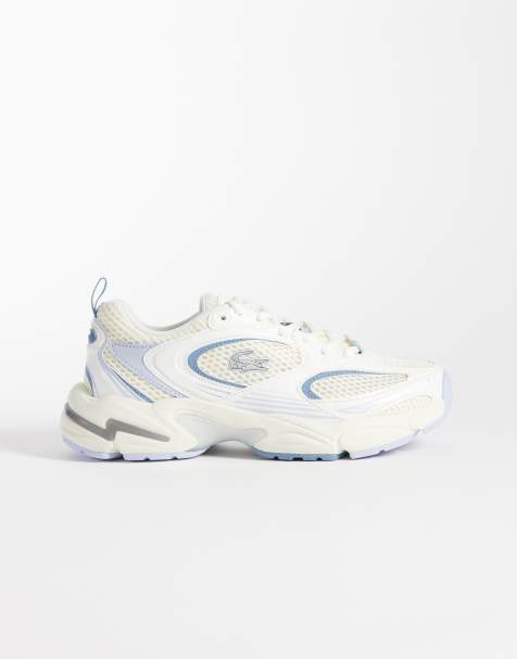 Lacoste storm 96 chunky trainer in off white and pale blue - view 1