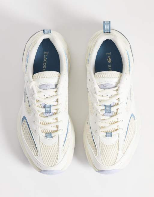 Lacoste storm 96 chunky trainer in off white and pale blue, 3 of 5
