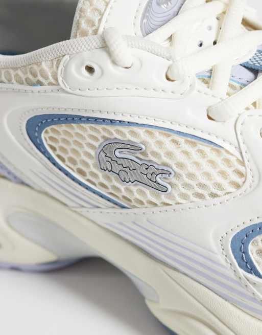 Lacoste storm 96 chunky trainer in off white and pale blue, 4 of 5