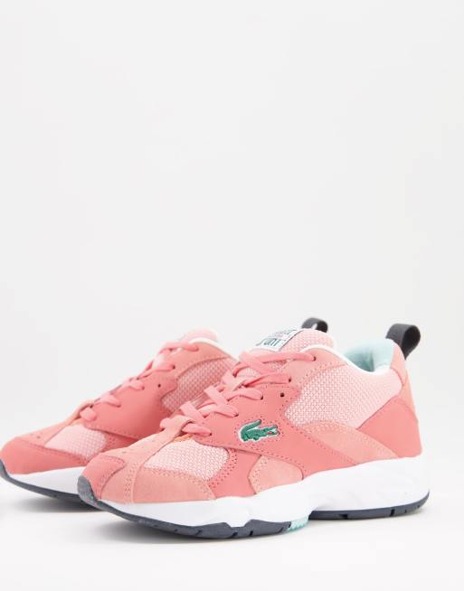 Lacoste storm lace up sneakers in pink