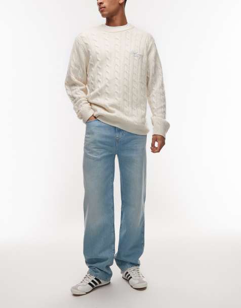 Lacoste straight leg jeans in light wash