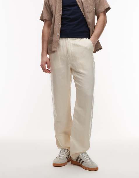Lacoste straight leg woven trouser in ecru - view 1