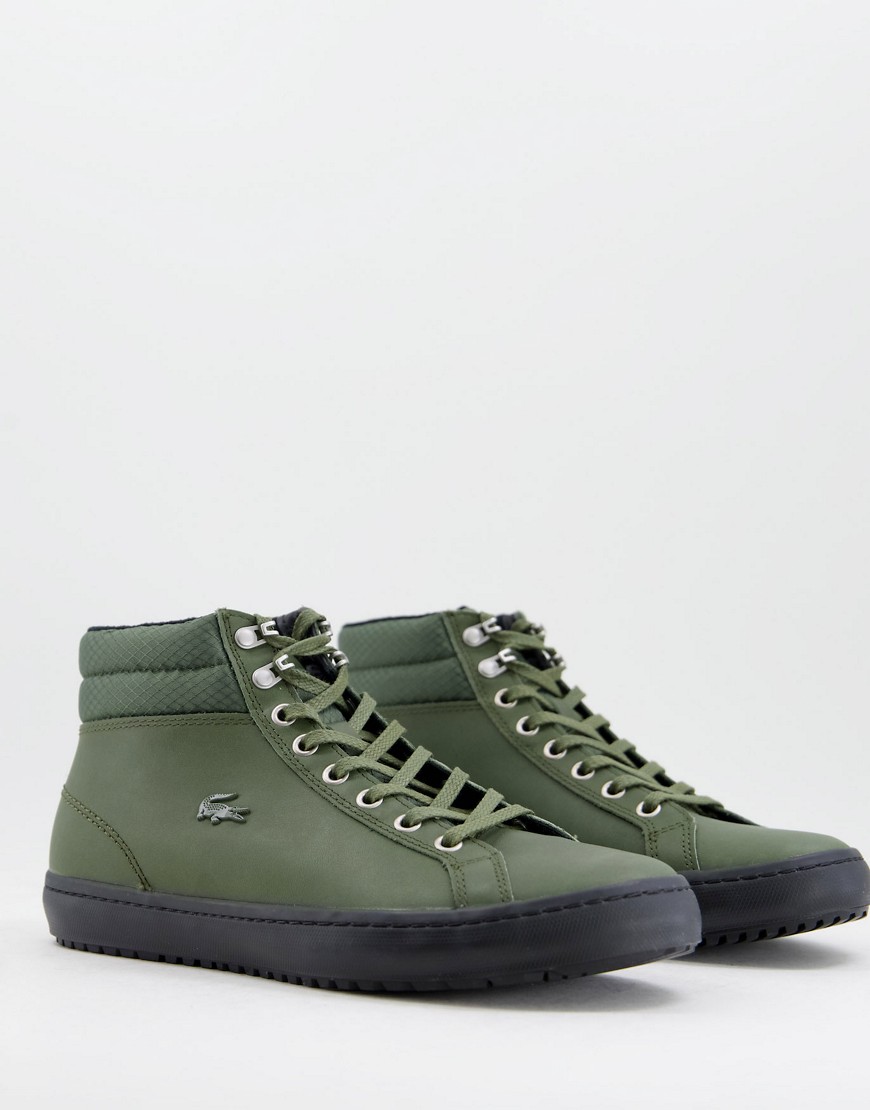 Lacoste straightset sneakers in khaki/black-Green