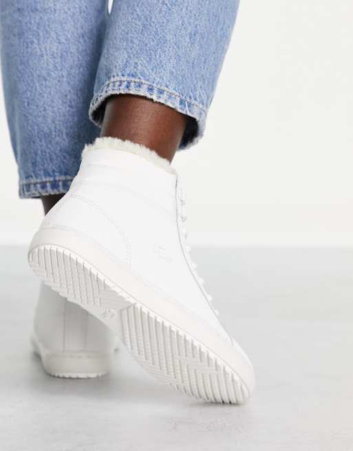 Lacoste straightset thermo high-top trainers in white ASOS
