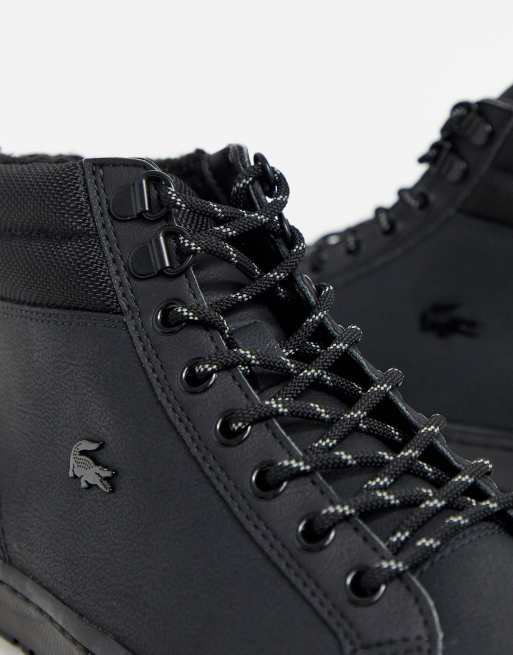 Lacoste straightset thermo hiker boots in black ASOS