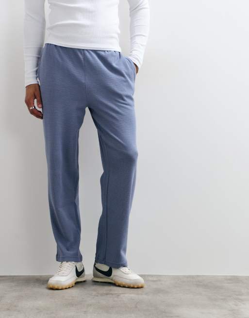 Lacoste strait leg waffle co-ord loungewear pants in pale blue, 2 of 5