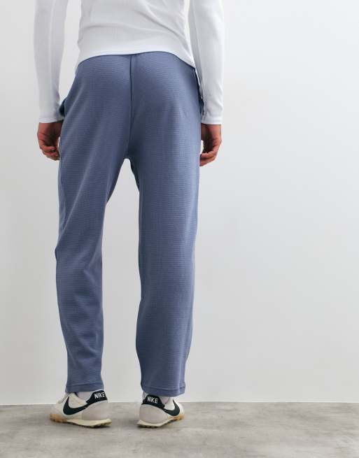 Lacoste strait leg waffle co-ord loungewear pants in pale blue, 4 of 5