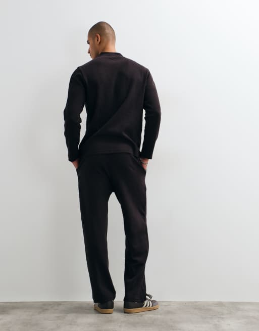 Lacoste strait leg waffle co-ord pyjama pants in brown , 3 of 5