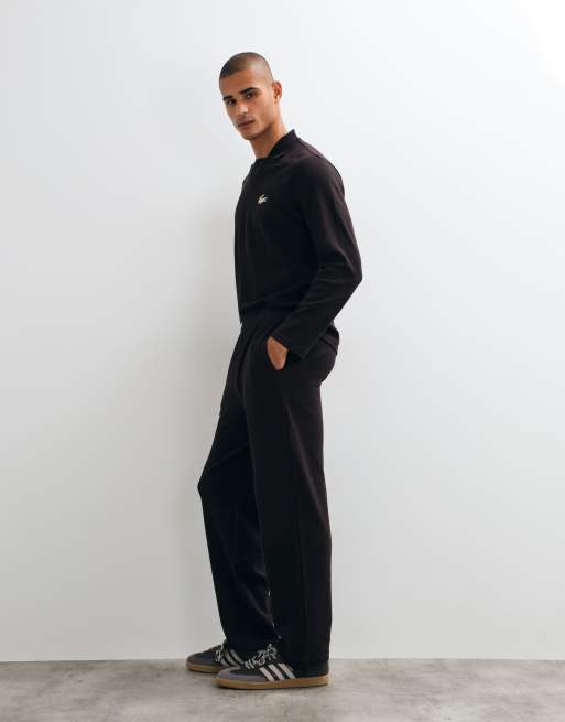 Lacoste strait leg waffle co-ord pyjama pants in brown , 5 of 5