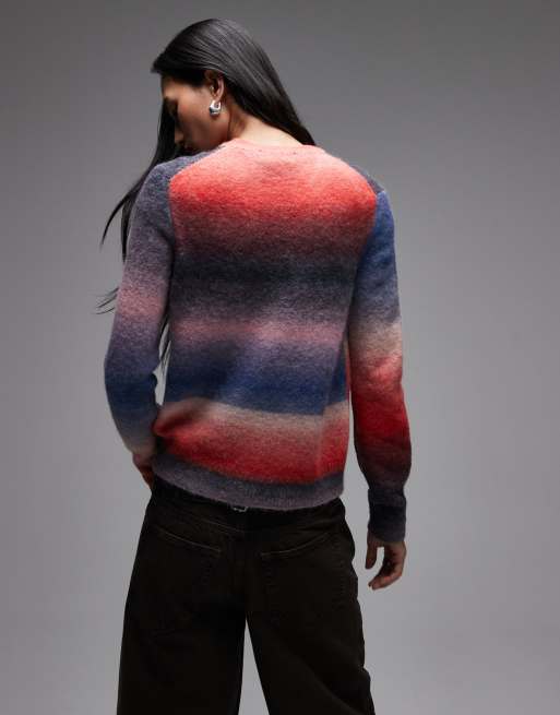 Lacoste - Striktrøje med multifarvede ombre-striber, 2 af 4
