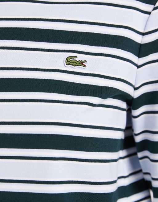 Lacoste stripe long sleeve jersey t-shirt in blue, 3 of 4