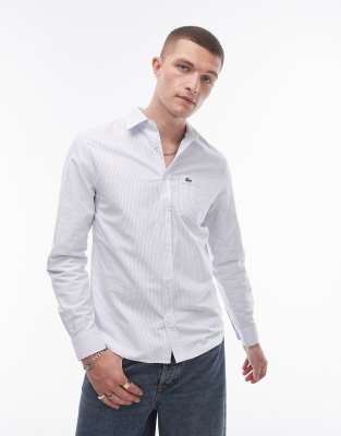 Lacoste Lacoste stripe long sleeve shirt in blue