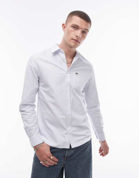 Lacoste stripe long sleeve shirt in blue - view 1