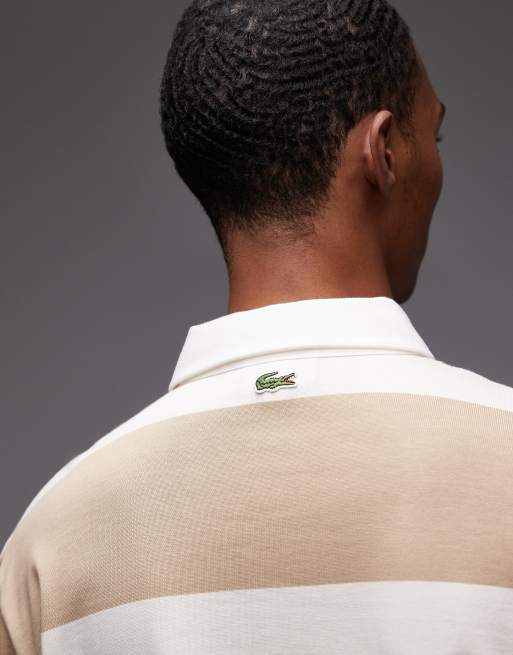 Lacoste stripe rugby shirt in beige, 4 of 5