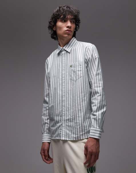 Lacoste stripe shirt in green & white - view 1