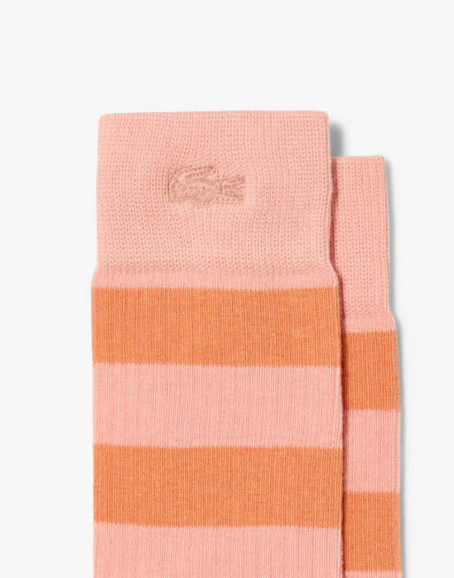 Lacoste stripe sock 2 pack in blue & orange, 2 of 3