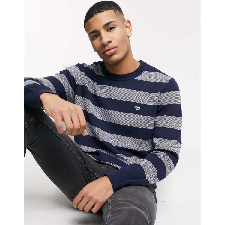 Lacoste striped shop sleeve crew sweater