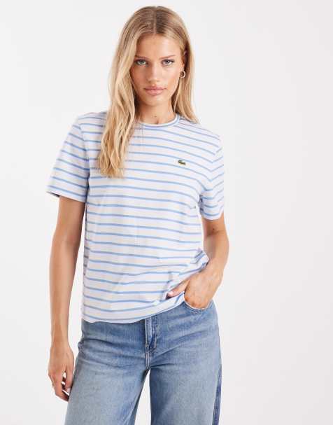 Lacoste stripe t-shirt in light blue - view 1
