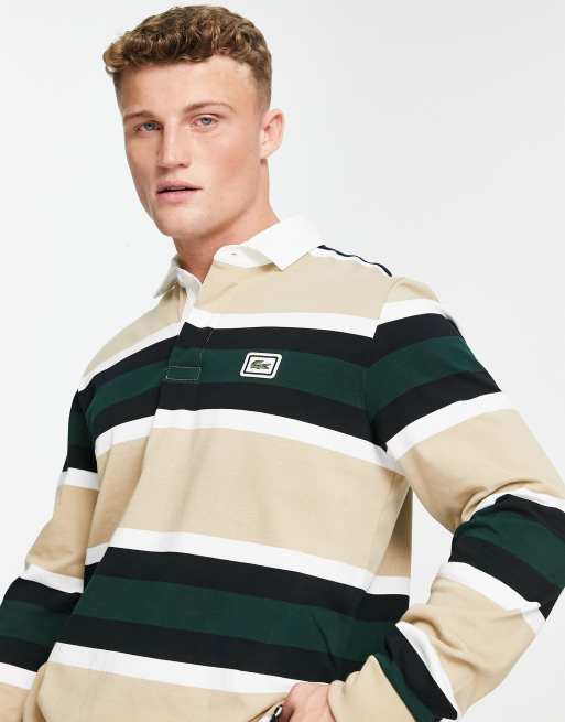 Lacoste striped long sleeve on sale polo