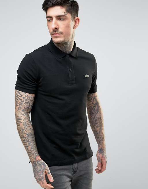 Lacoste – Svart pikétröja med smal passform