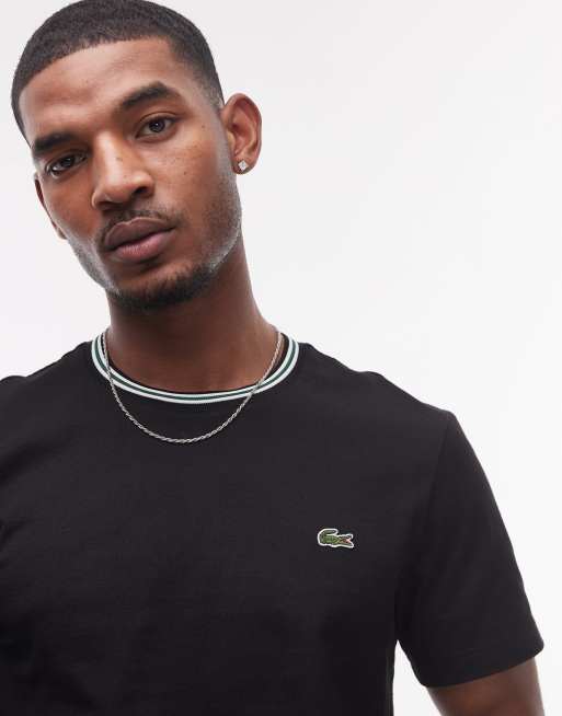 Lacoste – Svart t-shirt med kantband runt halsen, 3 av 4