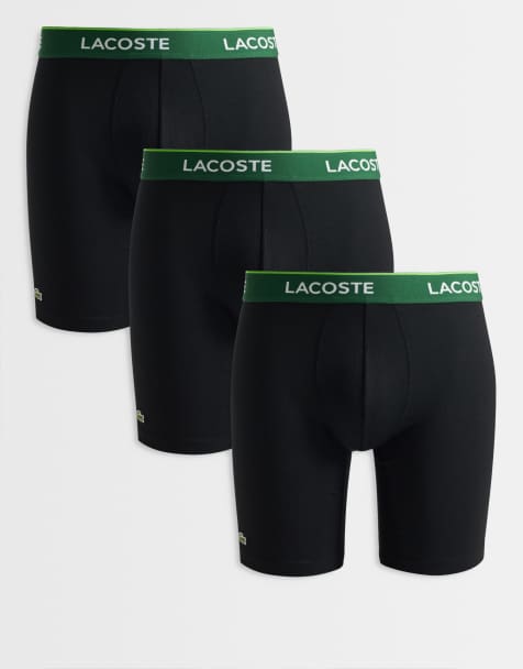 Lacoste – Svarta boxershorts med gröna midjeband, 3-pack - view 1
