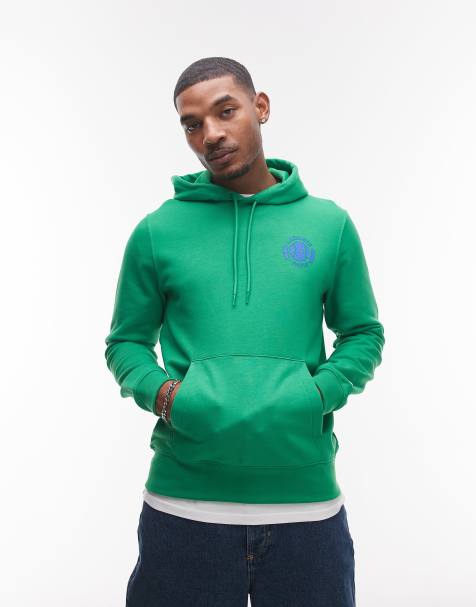 Lacoste - Sweat à capuche à enfiler avec imprimé devant et au dos - Vert - view 1