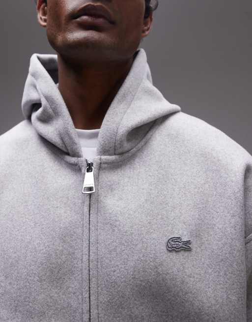 Lacoste Sweat a capuche a fermeture eclair Gris