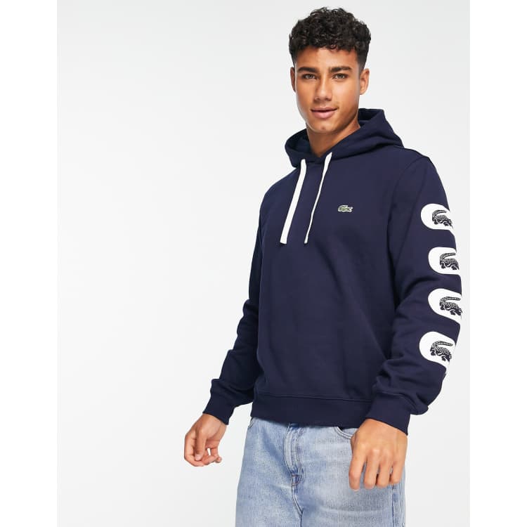 Lacoste Sweat capuche imprim logo sur la manche Bleu