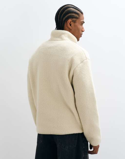 Lacoste sweat en polaire à col montant et demi-zip crème, 3 de 5