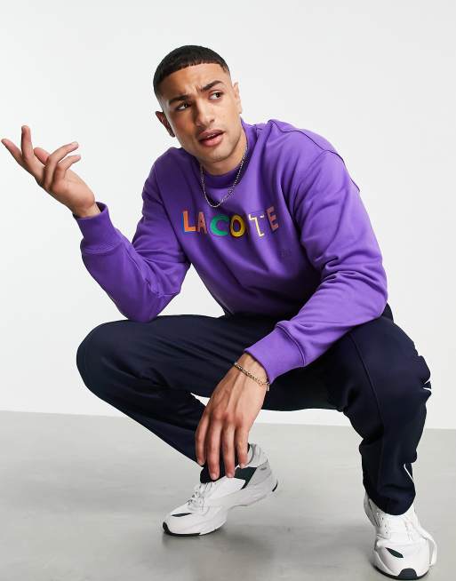 Lacoste Sweat ras de cou avec logo texte Violet