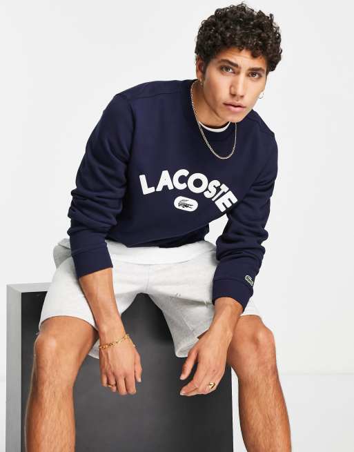 Lacoste Sweat shirt avec grand logo arqu Bleu marine