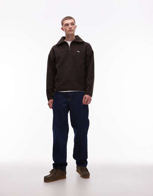 Lacoste - Sweat style polaire à col zippé - Marron, 2 de 5