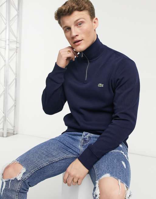 Lacoste Sweater met rits in marineblauw