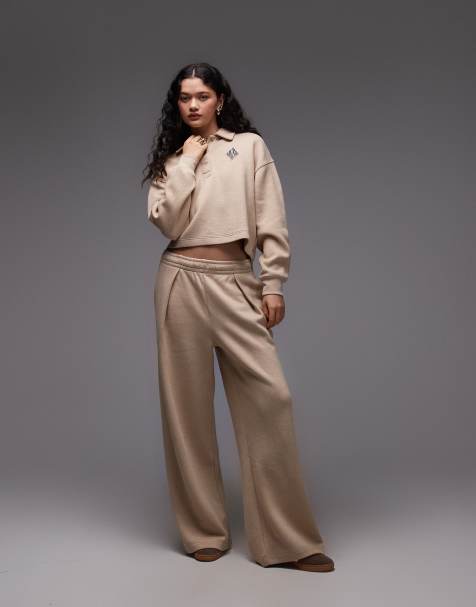 Lacoste - Sweatpants met wijde pijpen in beige - view 1