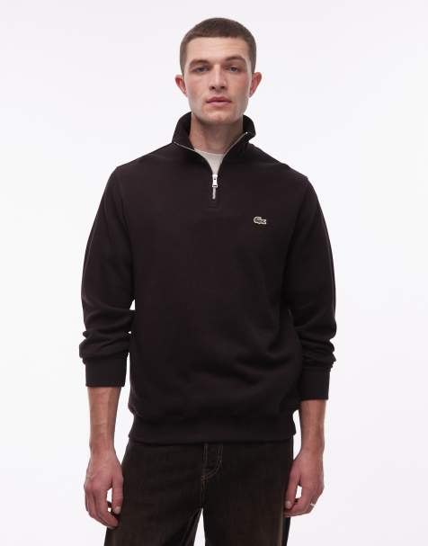 Lacoste – Sweatshirt in Braun mit kurzem Reißverschluss - view 1