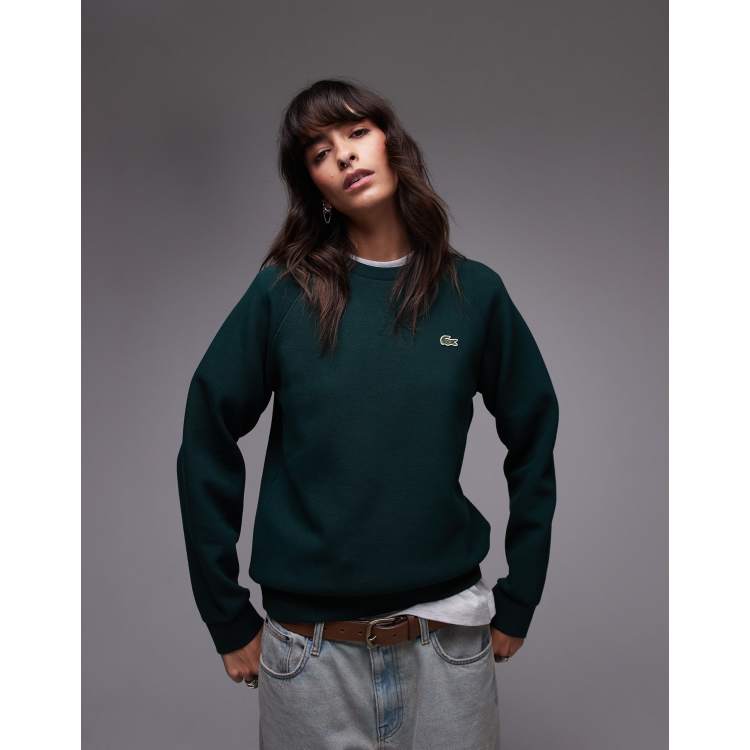 Green lacoste sweatshirt sale