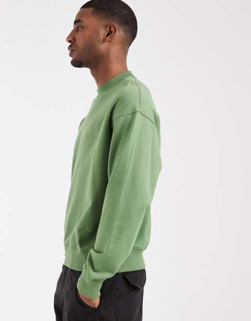 Lacoste – Sweatshirt in Grün mit Logostickerei und Rundhalsausschnitt, 4 von 5