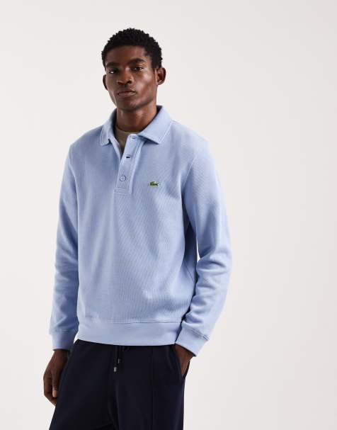 Lacoste – Sweatshirt in Hellblau mit Polokragen - view 1