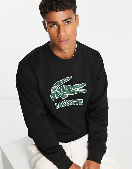 Lacoste – Sweatshirt in Schwarz mit großem Logo | ASOS