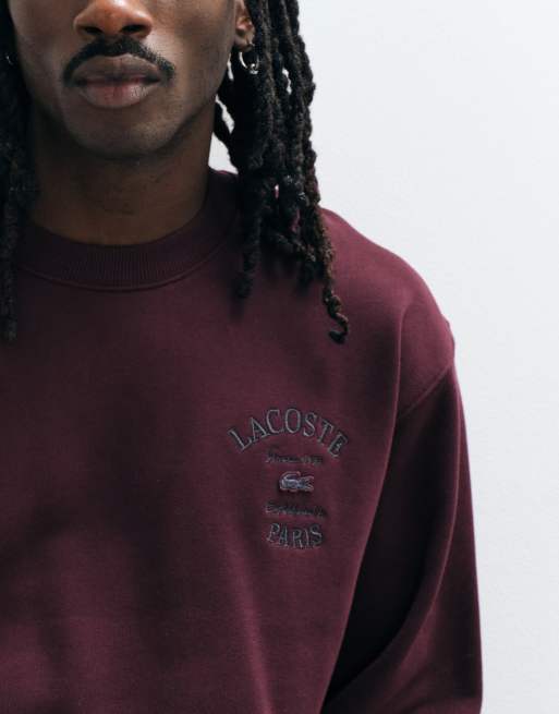 Lacoste sweatshirt med broderad logga i vinrött, 2 av 5