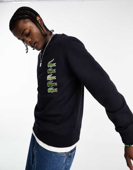 Lacoste - Sweatshirt met gestapeld krokodillenlogo in marineblauw