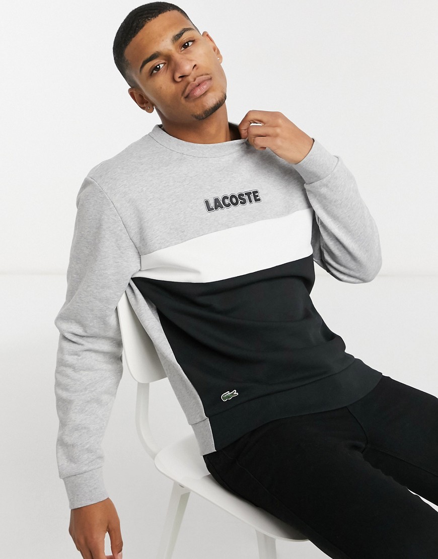 Lacoste - Sweatshirt met kleurvlakken in grijs